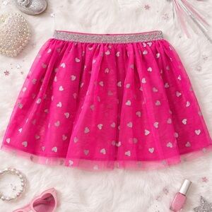 Isaac Mizrahi New York Girls Pink Tulle Heart Skirt Size 7/8